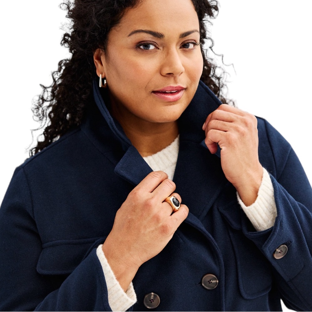 Croft & Barrow navy double breasted cropped jacket 2X - Picture 7 of 16